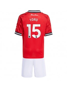 Billige Manchester United Leny Yoro #15 Hjemmedraktsett Barn 2025-26 Kortermet (+ Korte bukser)